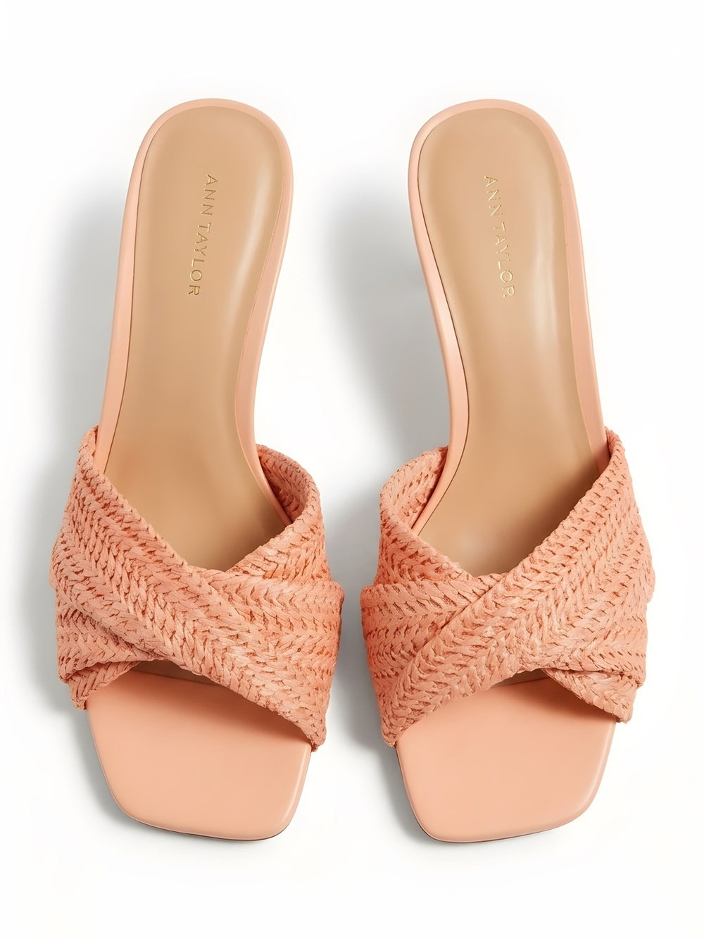 Ann Taylor Peach Braided Slide Mules size 7.5